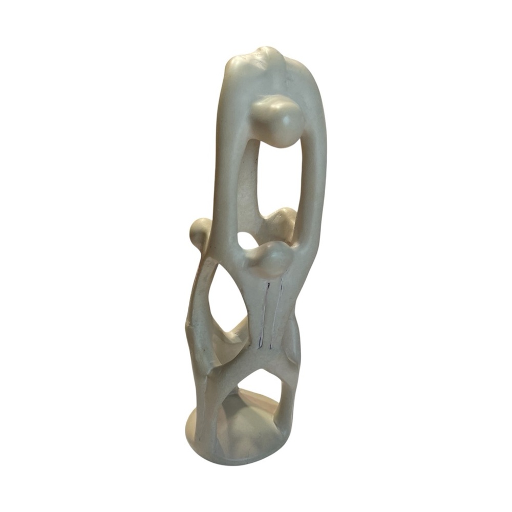 Vtg Soapstone Sculpture Family Union Carved Ri-Ri-Ku Family Abstract Art MCM 9" - Picture 6 of 7